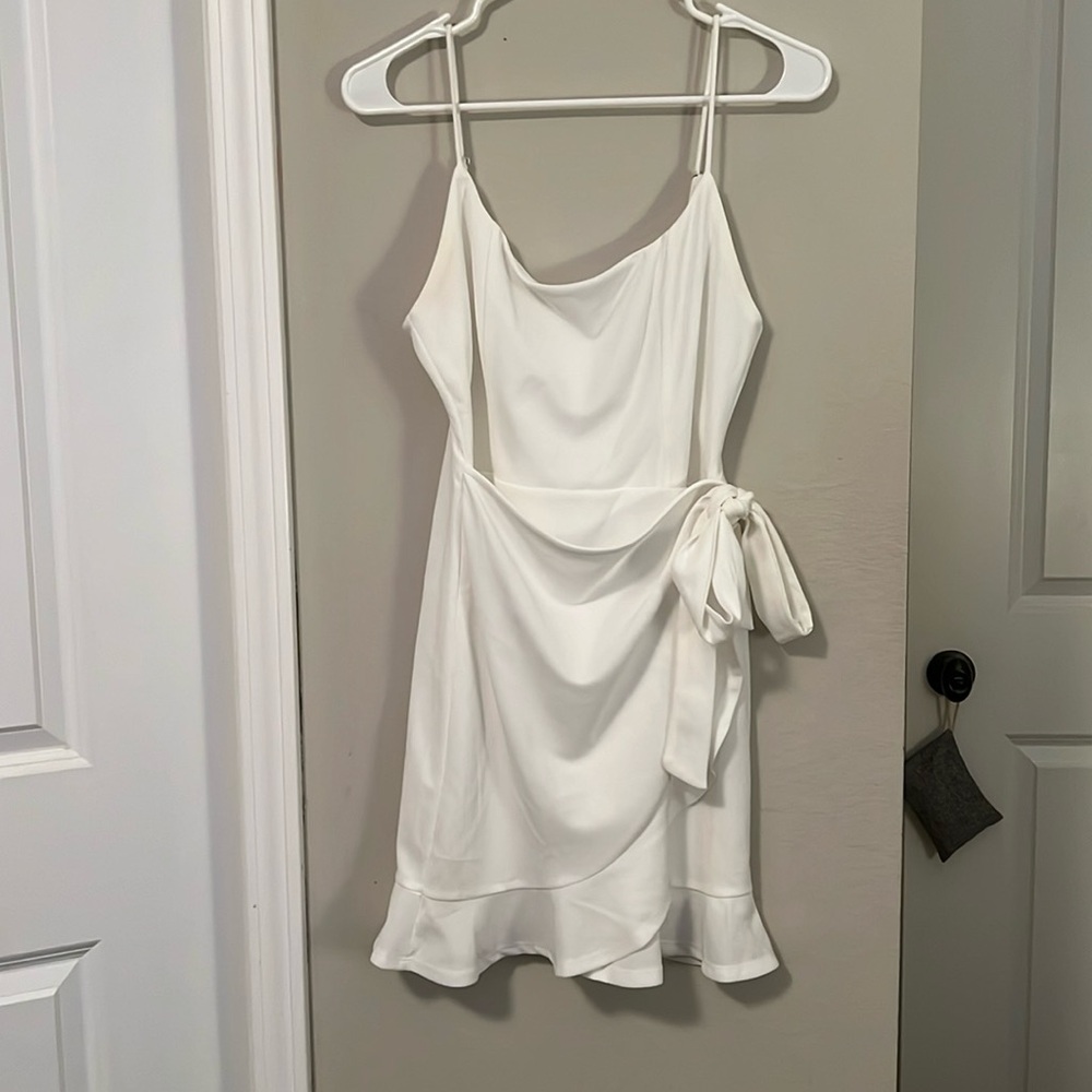 White Strappy Mini Dress with Ruffles